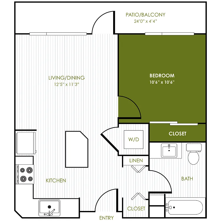 Floor plan 1 Bedroom 1 Bathroom A