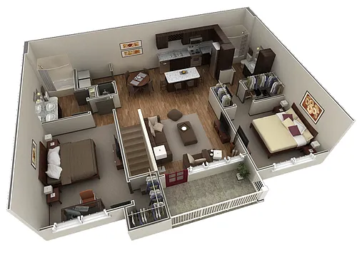 Floor plan 2 BR Grand Overlook Garage