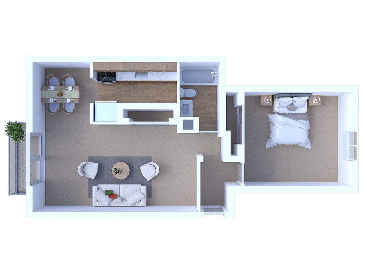 Floor plan 1 Bedroom/ 1 Bathroom- 840