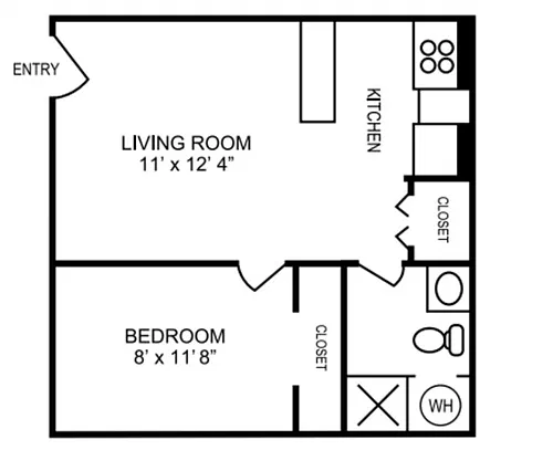 Floor plan 1 Bedroom Efficiency