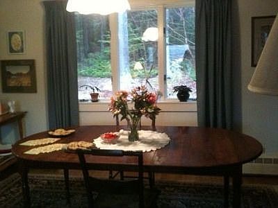 Dine looking out into the woods