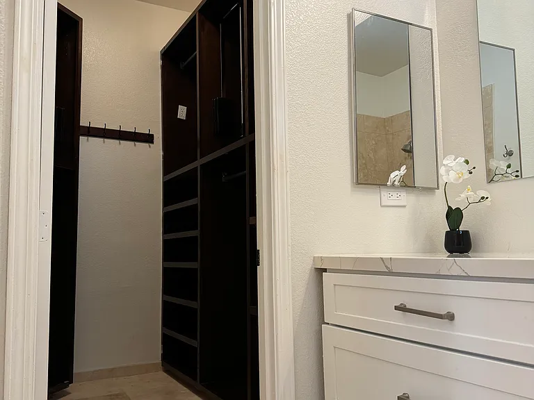 bathroom with walk in closet