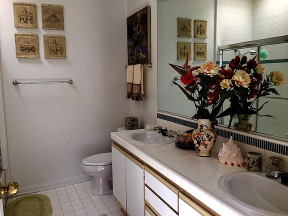 Large Bathroom Double Sink With Spacious Shower, And Linen Closet