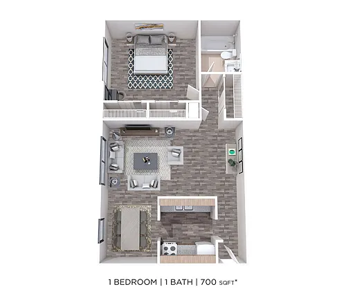 Floor plan One Bedroom/One Bathroom-700 sq ft