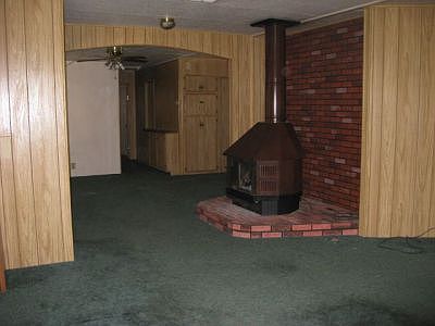 Living area with wood stove