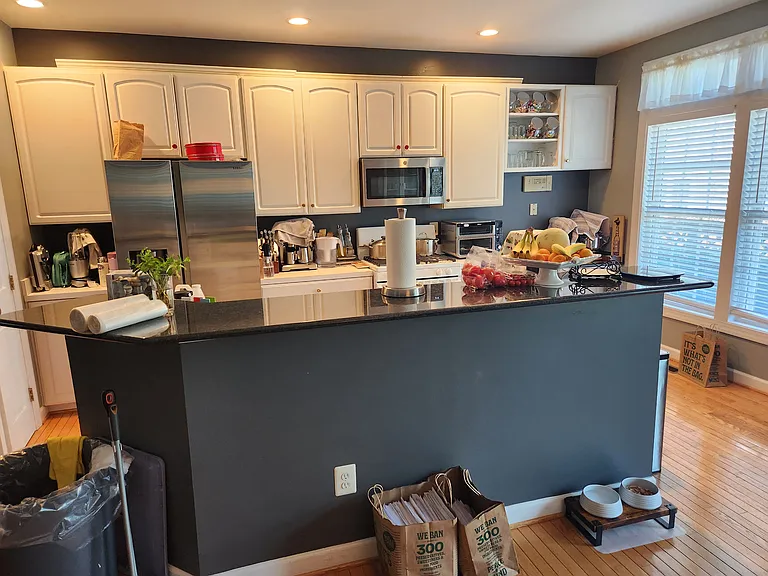 Kitchen (in process of moving) with eating area (not shown)