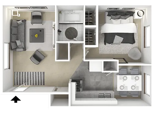 Floor plan 1 Bed 1 Bath