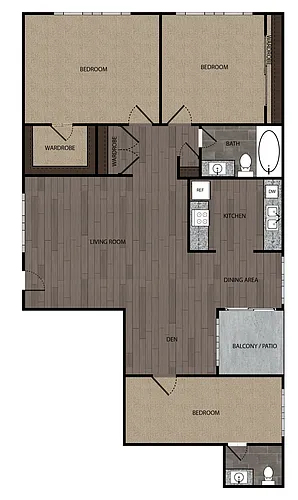 Floor plan 3 Bed, 1 Bath, 1250 sf, (8)