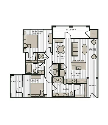 Floor plan The Nylon | 2 Bed | 2 Bath