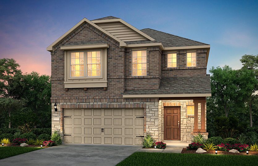 The Alexander, a two-story home with 2-car garage, shown with Home Exterior S