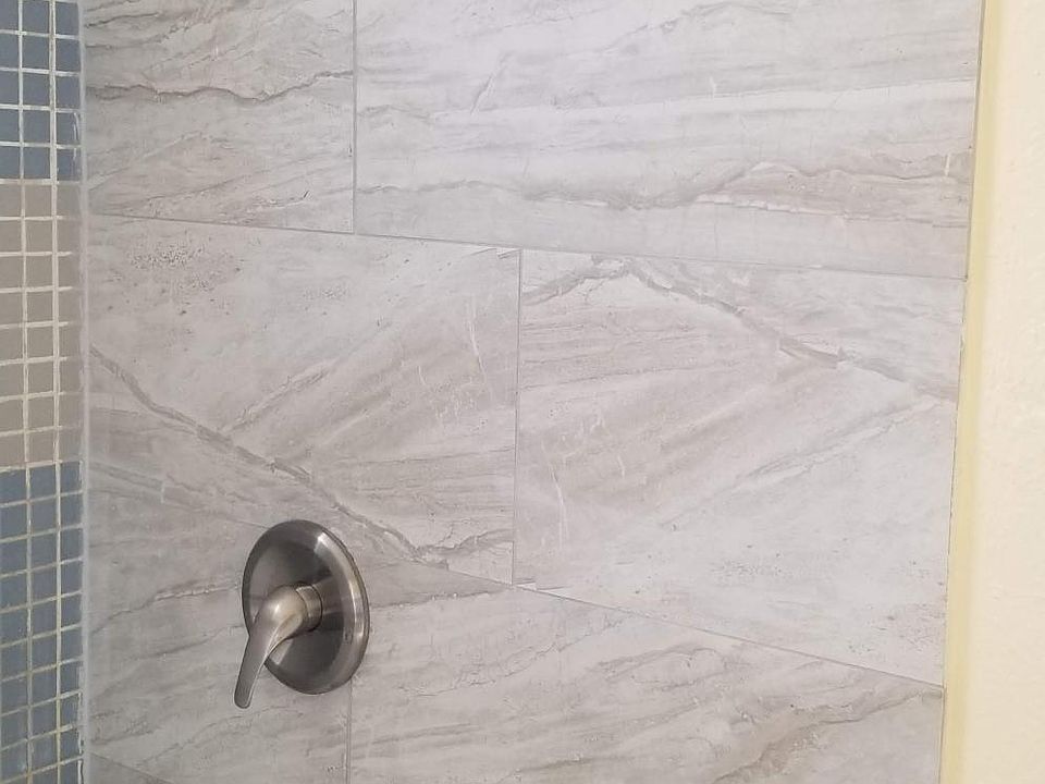 new shower wall- completed.