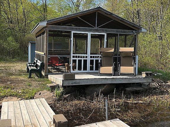 Screened house front