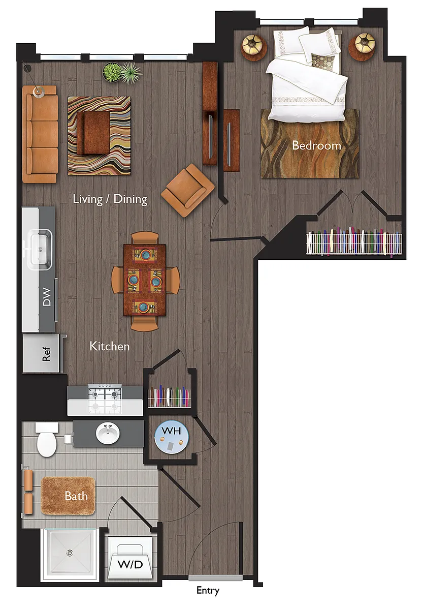 Floor plan One Bedroom/One Bathroom (A09B)