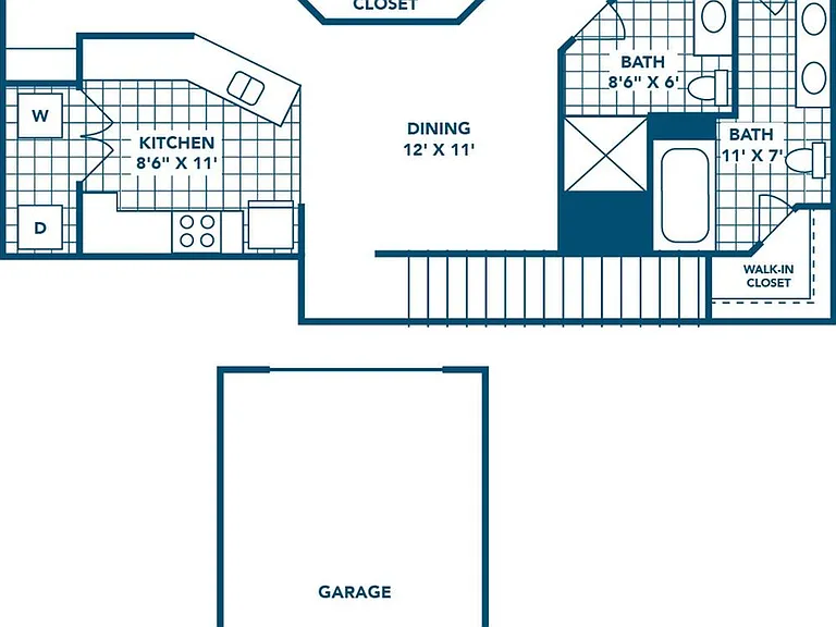 2 Bedroom | 2 Bath | 1007 SF | Attached Garage Available 2 Bedroom | 2 Bath | 1007 SF | Attached Garage Available