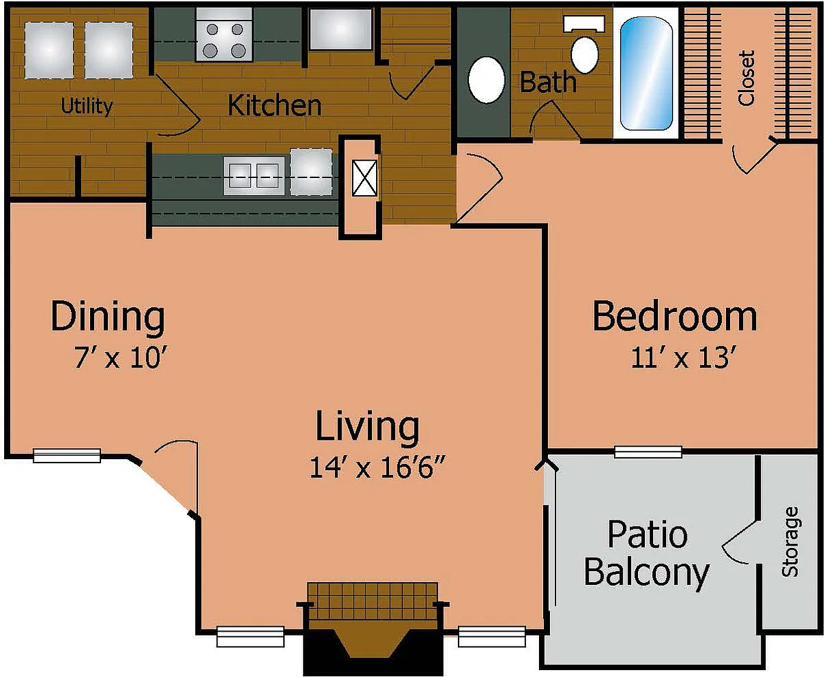 Floor plan 1 Bedroom 1 Bathroom
