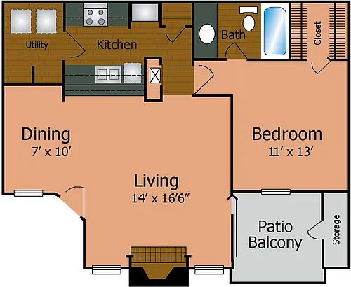 Floor plan 1 Bedroom 1 Bathroom