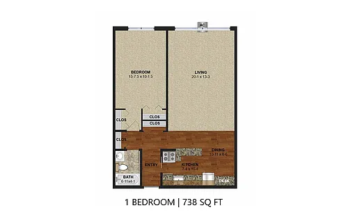 Floor plan Dupont 3040 - One Bedroom