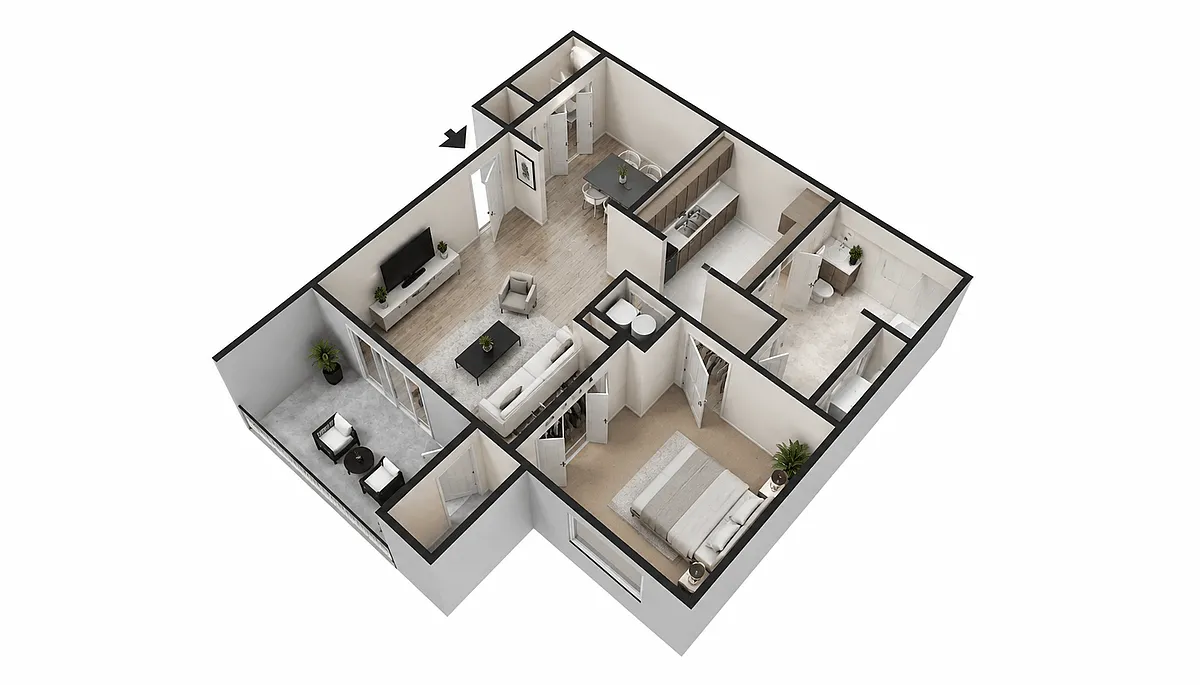 Floor plan 1 Bedroom, 1 Bath