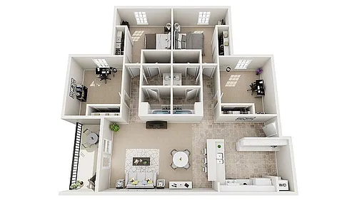 Floor plan 2BD + Den/2BA Furnished Premium