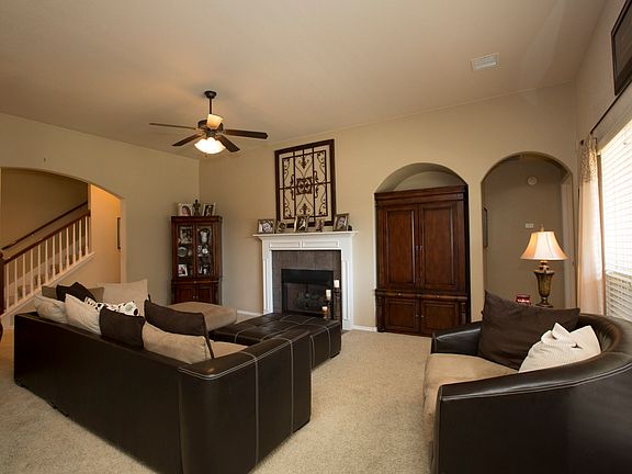 open living room with fireplace