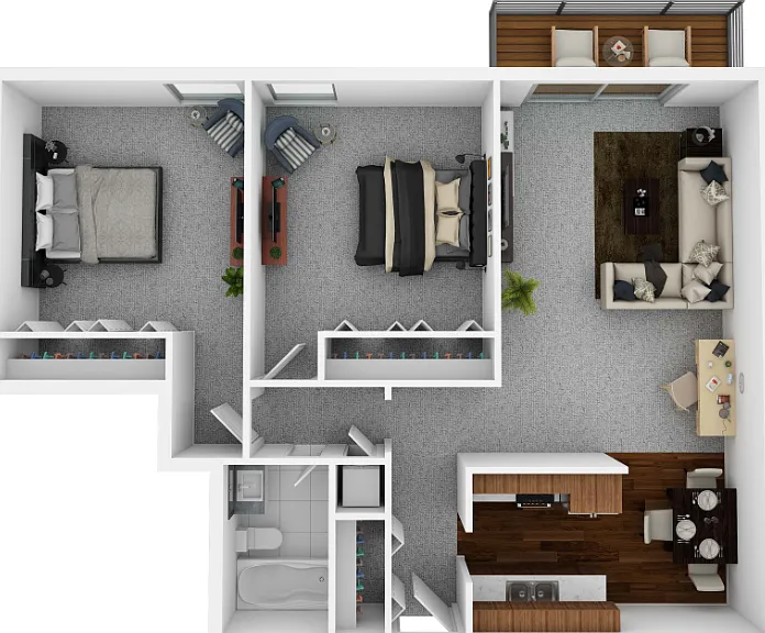 Two Bedroom 858 Floorplan Diagram