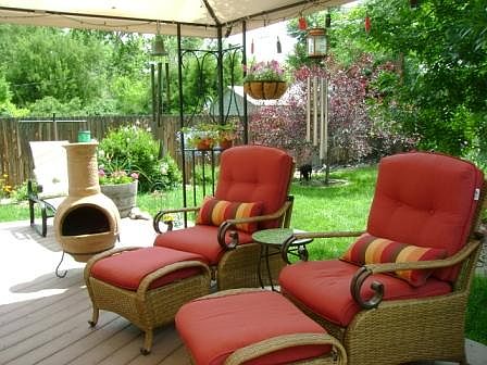 The deck and backyard.
