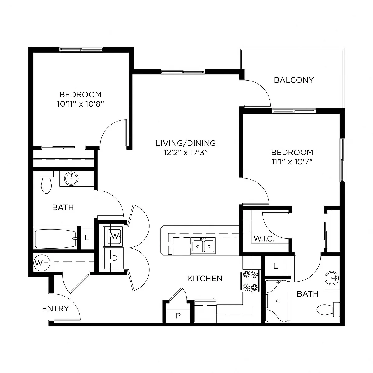 Floor plan 2 Bed 2 Bath