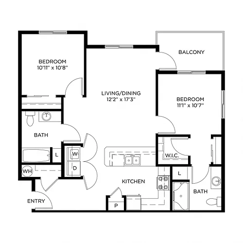 Floor plan 2 Bed 2 Bath