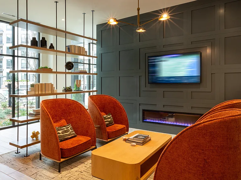 Resident Lounge with Cozy Fireplace
