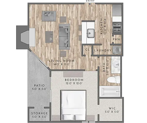 Floor plan A2-1BD/1BA