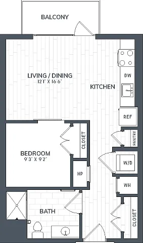 Floor plan JA2 | 1 Bed | 1 Bath | JR