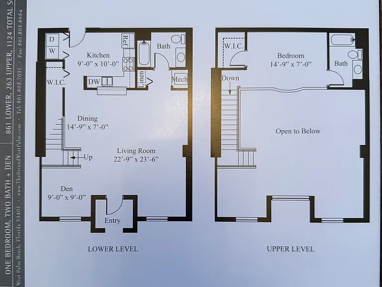 Soaring high ceilings! Lower Floor 861 sq. ft. + Upper Floor 263 sq.ft =
1124 sqft. + 2 bathrooms