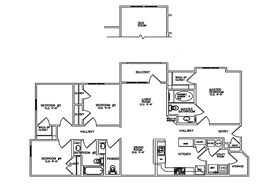 Floor plan 4 Bedroom 2 Bath