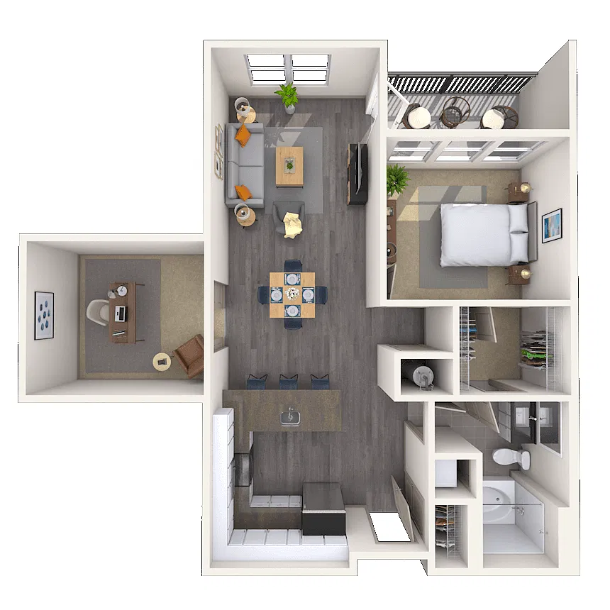 Floor plan Traditional 1x1 952 SF
