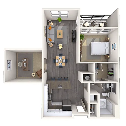 Floor plan Traditional 1x1 952 SF