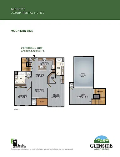 Floor plan $2.46/sq.ft. - Two Bedroom with Loft