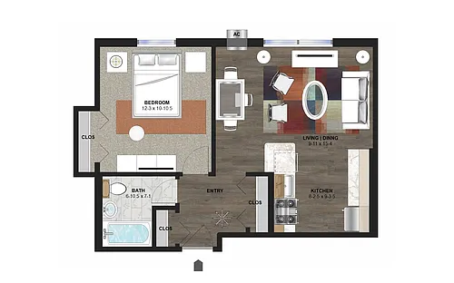 Floor plan 1 Bedroom A