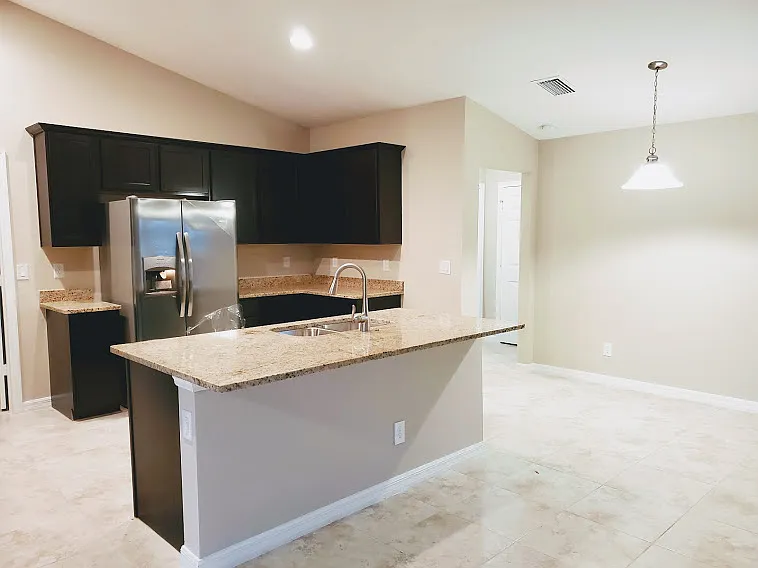 open concept kitchen and dining area