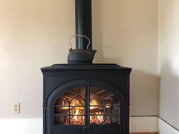 Cast iron fireplace.