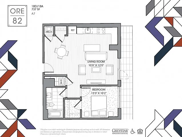 One Bedroom One Bath (737 SF) One Bedroom One Bath (737 SF)