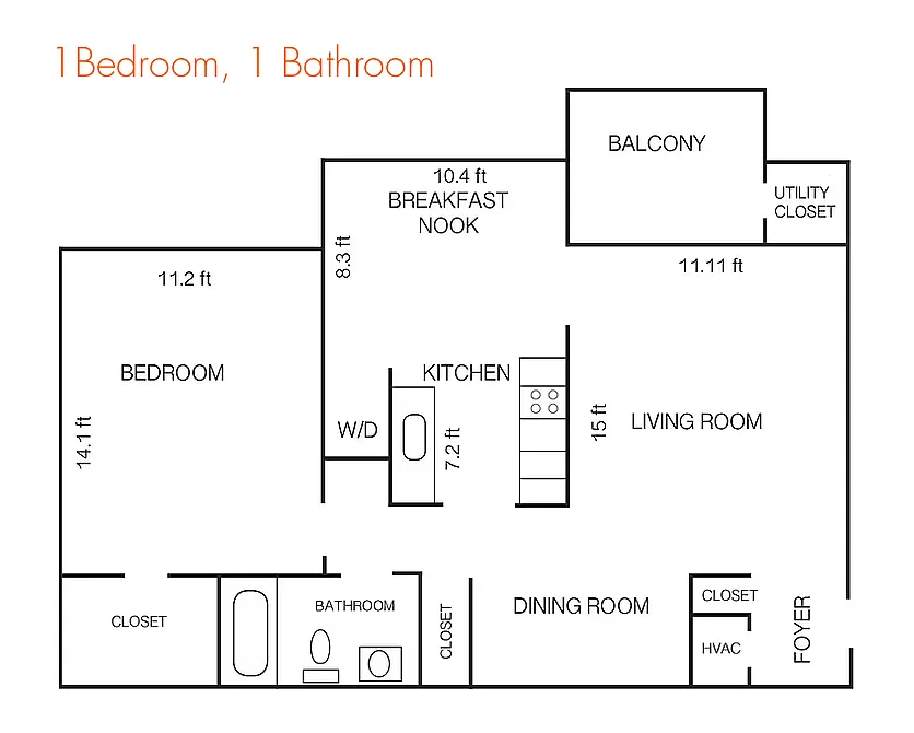 Floor plan 1 Bedroom Contemporary