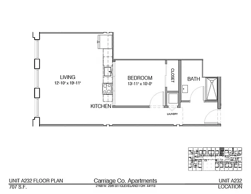 Floor plan c1-707 - 1 bed, 1 bath