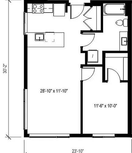 Floor plan 1 Bed/1 Bath-A19.1