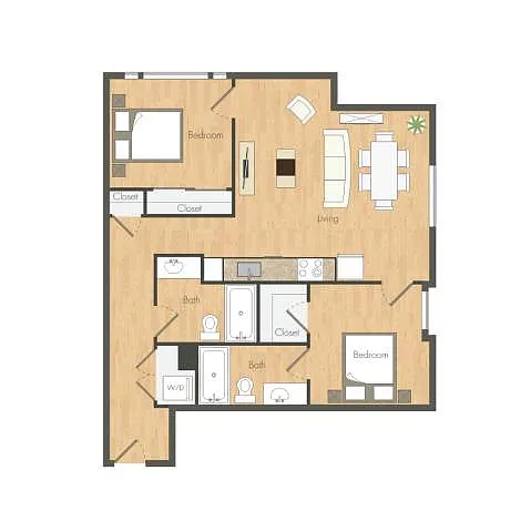 Floor plan Two Bedroom D2
