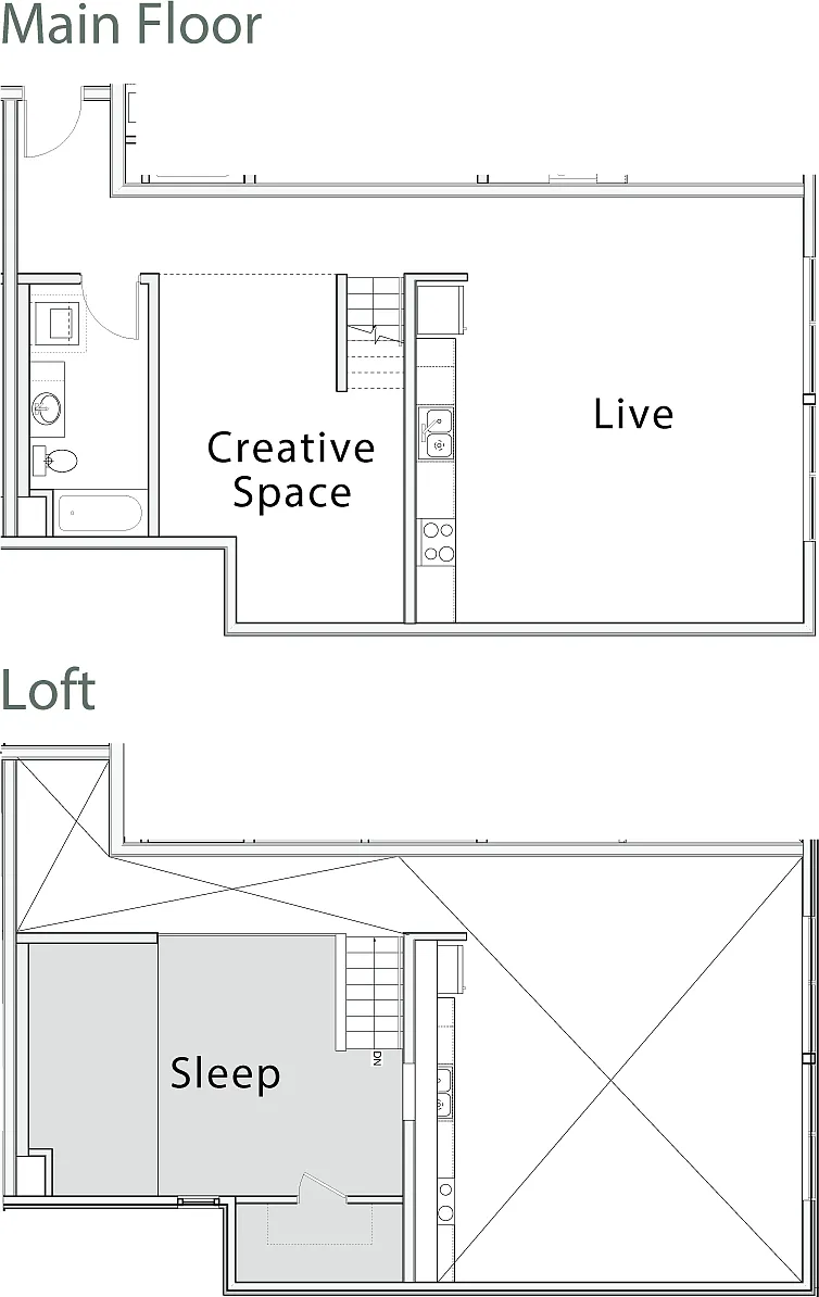 Floor plan 1 Bedroom Loft I