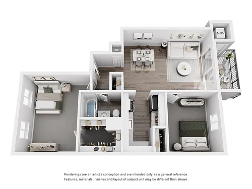Floor plan 2 Bedroom 1 Bath Floor Plan