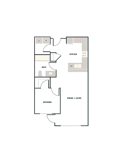 Floor plan 1 Bed, 1 Bath - East Apt D