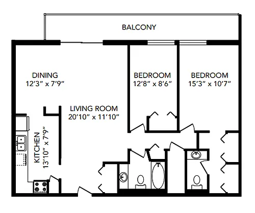 Floor plan Upgraded Two Bedroom