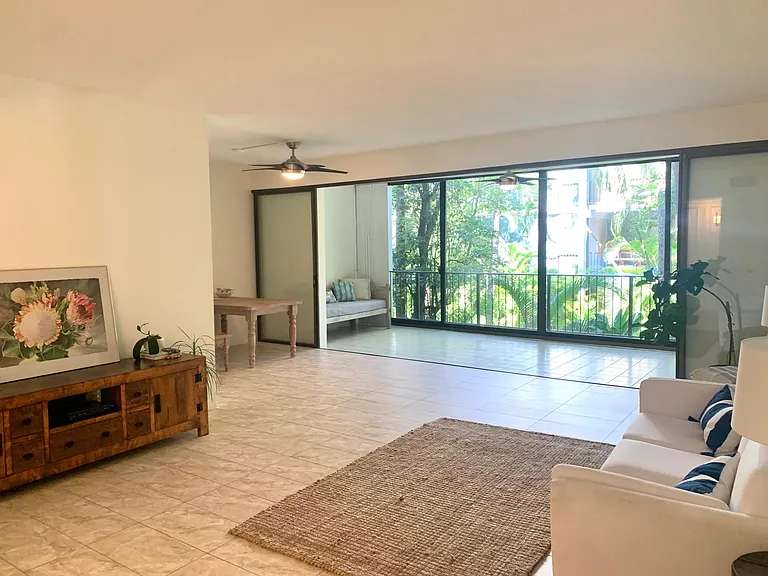 High ceilings make the large living space feel extra grand_ WiFi, premium cable and air conditioning included.