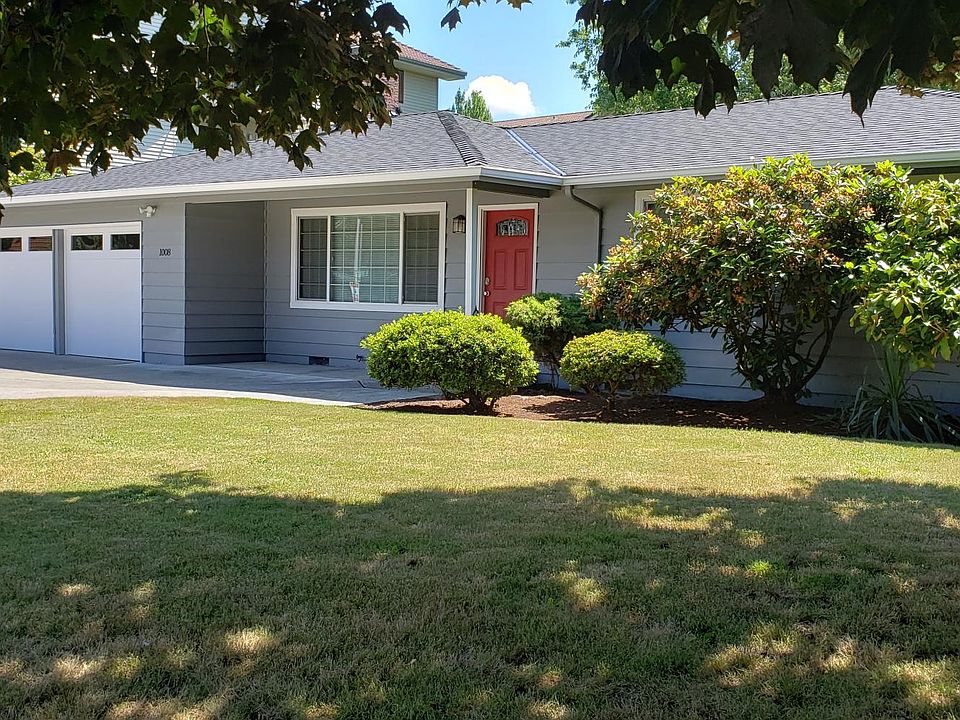 Front of house. Off street parking, 2-car garage. Private entry to Mother-in-law suite (optional) on left side of garage. Tenant responsible for yard care.